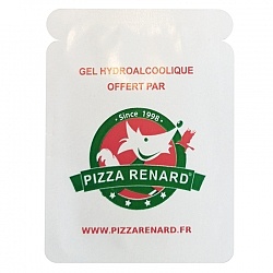 Sachet de gel hydroalcoolique personnalisé PIZZA RENARD