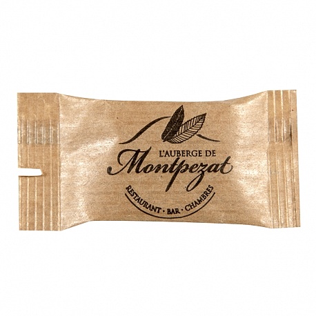Coussinet publictaire de sucre en Papier Kraft Sucre Roux Bio 4g L'AUBERGE DE MONTPEZAT