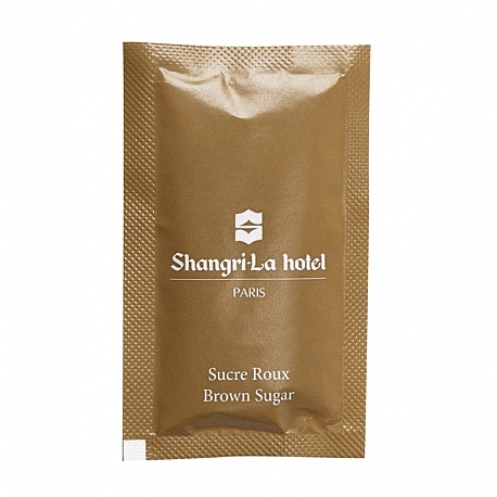 Sachet de sucre publicitaire Sucre Roux Bio 4g SHANGRI-LA HOTEL
