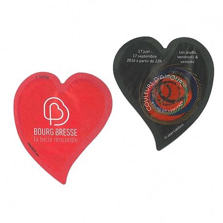 Sachet de sucre en Cœur publicitaire BOURG BRESSE