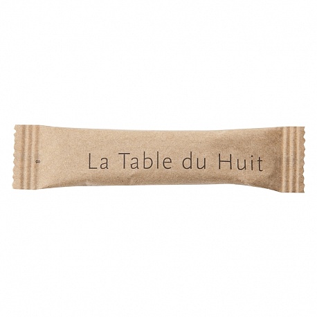 Stick de sucre en Papier Kraft publicitaire Sucre Roux Bio 4g LA TABLE DU HUIT