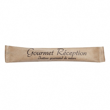 Stick de sucre personnalisé en Papier Kraft Sucre Roux Bio 4g GOURMET RECEPTION